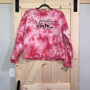 Vans Pink and White Tie-Dye Cropped Sweatshirt